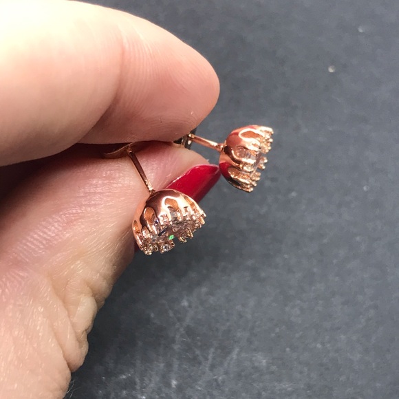 Rose Gold Plated Stud Earrings - Picture 5 of 6